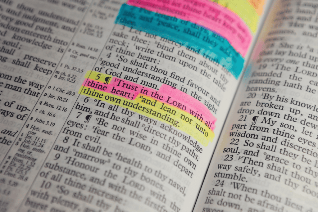 Bible Image of "Trust in the Lord with all your heats, lean not on your own understanding. In all youre ways acknowledge him and he will direct your path."
