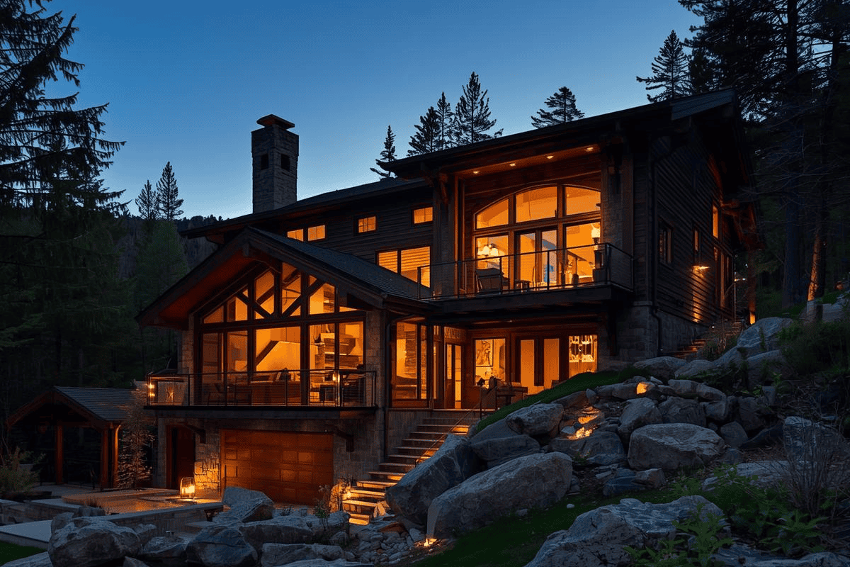 Twilight Photo of Rustic Home